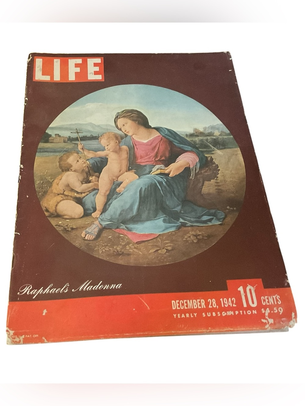 Vintage LIFE Magazine December 28 1942 Raphael's Madonna Cover WWII Era 10 Cent